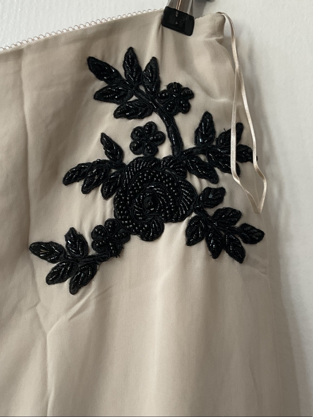 House of CB Cream Midi Skirt with Black Floral Appliqués - Picture 3 of 5